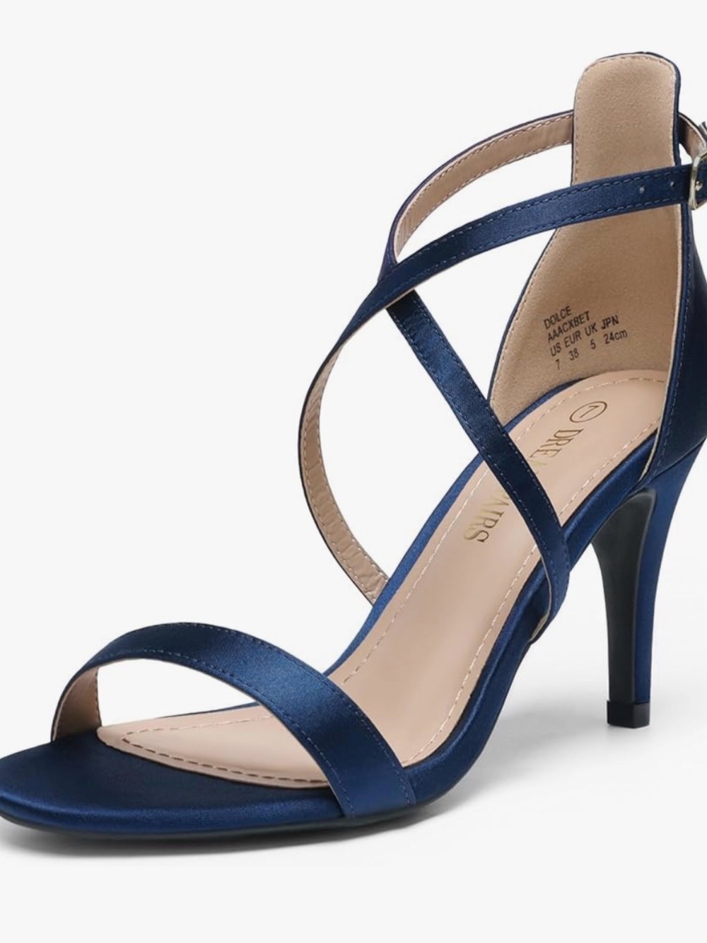 Dream Pairs Navy Satin Cross-Strap High Heels